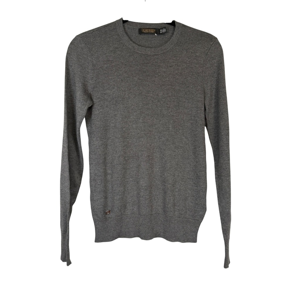 Lauren Ralph Lauren Grey Cotton Modal Crewneck Sweater XS